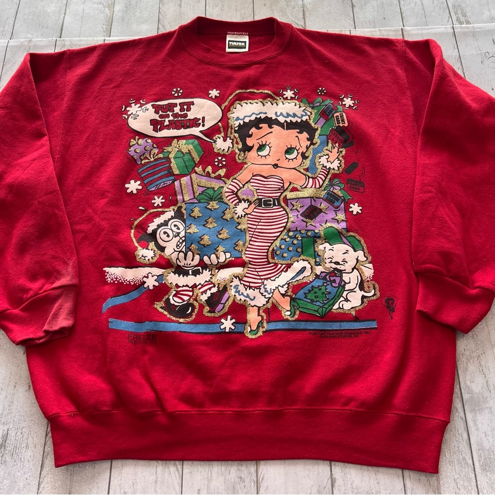 Vintage 1994 Made in USA Freeze/Tultex Betty Boop Christmas Crewneck Sz XL